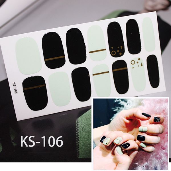 

waterproof gradient color full nail stickers with decals strips for girls bv789, Black