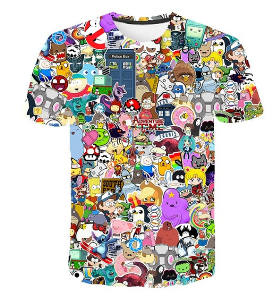

2019 fashion classic cartoon adventure time naruto men women sweatshirt 3d print t shirt short sleeve pullover k1165, White;black