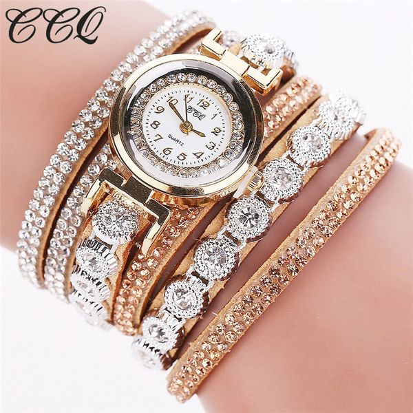 

ccq women bracelet watches fashion casual analog quartz rhinestone watch woman clock women bracelet lady watch, Slivery;brown