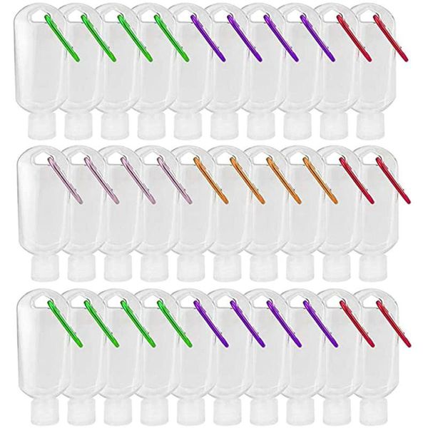 

50ml refillable keychain bottles portable travel containers plastic clear leakproof empty squeeze flip cap bottle for travel outdoor