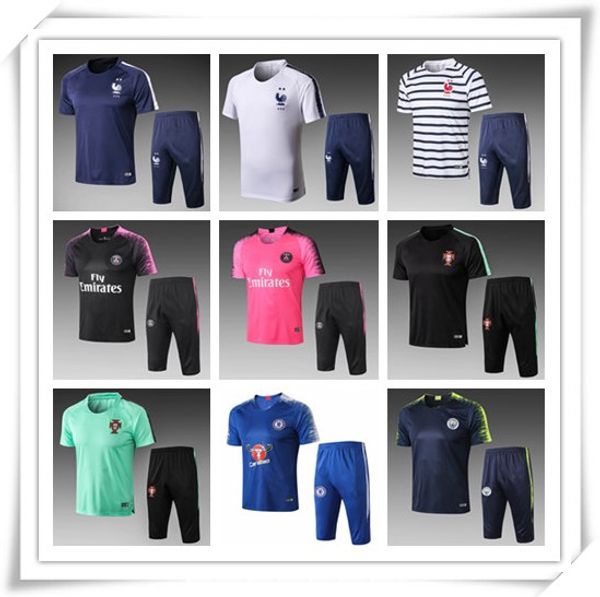

2018 19 france pari portugal bayern occer track uit pari hort leeve hirt 3 4 pant training football training uit port wear