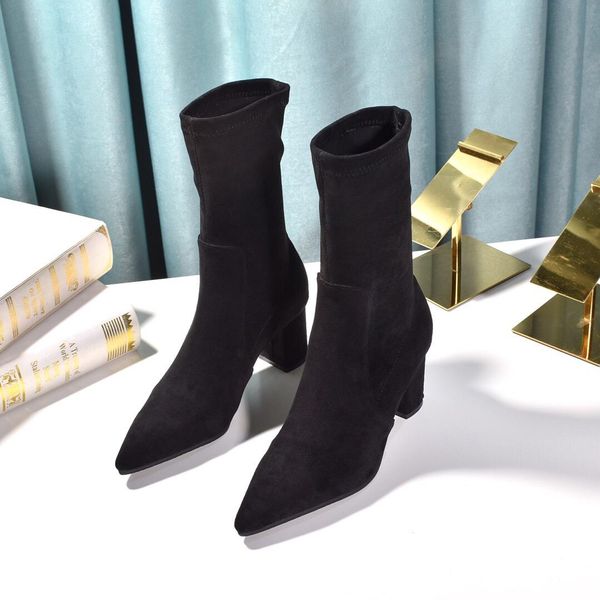 

luxury autumn and winter explosions fashion wild pointed stretch boots martin boots non-slip outsole size35-40 original packaging, Black