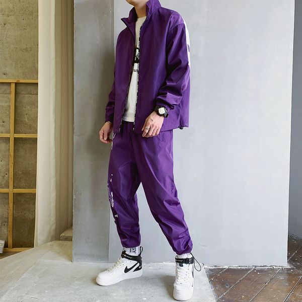 

весна и осень спорт куртка set мужчины повседневная полиэстер водонепроницаемый костюм мужчины 2 piece set повседневный костюм серый hh50tz, Gray