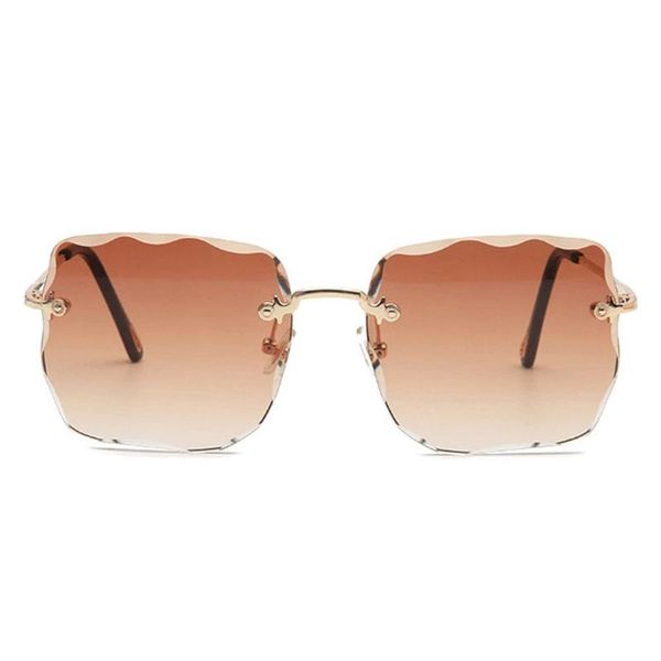 

square irregular sunglasses metal frameless trimmed sunglasses jelly elegant women's oceans fashion big glasses, White;black