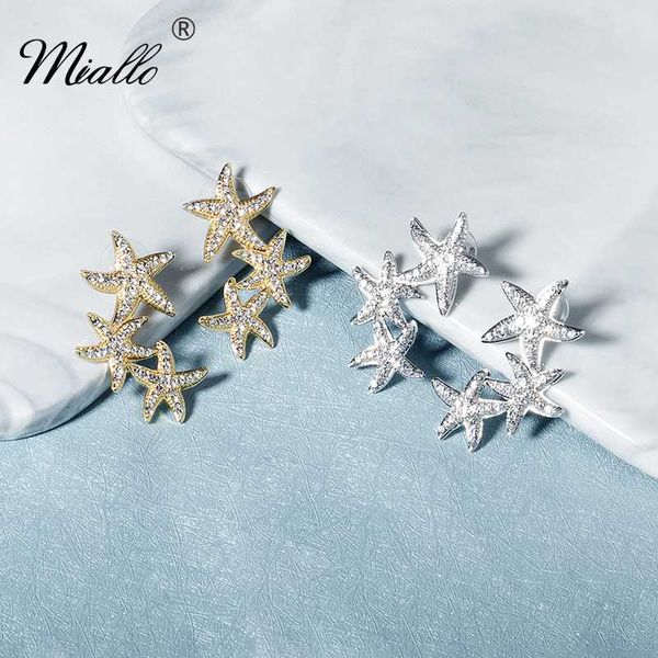 

miallo fashion starfish stud earrings for women accessories rhinestone gold color earring 2020 earings party jewelry gifts, Golden;silver