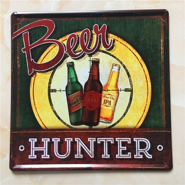 

30*30cm retro plaque hunter beer metal tin signs art craft decorative plates for home bar pub shop decor wall signboard n174