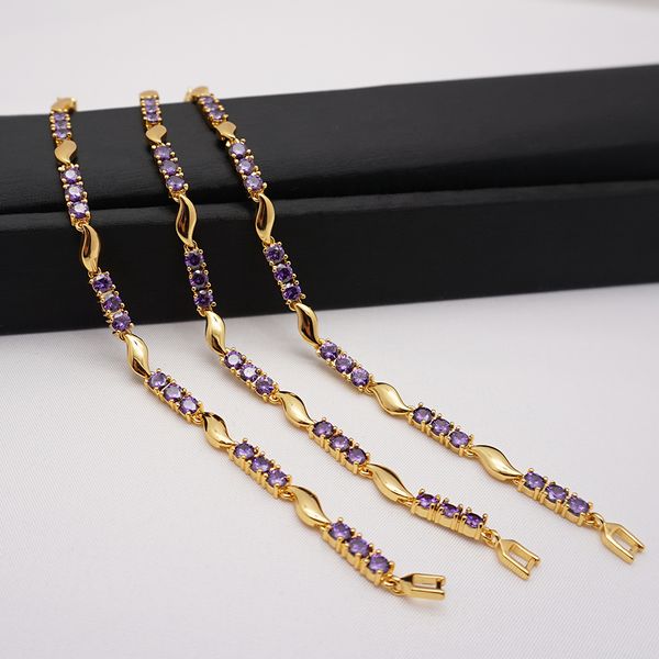 

wedding jewelry gold color chain bracelet for women cubic zircon bracelets s11 2020, Black