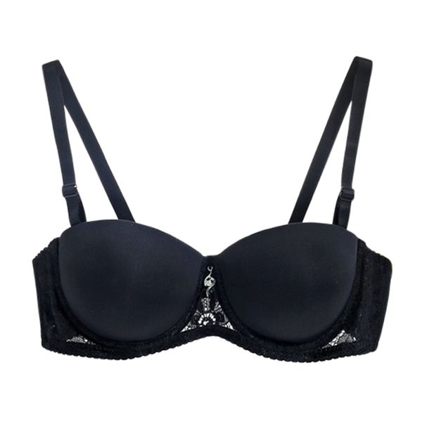 

women ultra thick padded lingerie brassiere lace bralette underwear adjusted straps sheer bra, Red;black