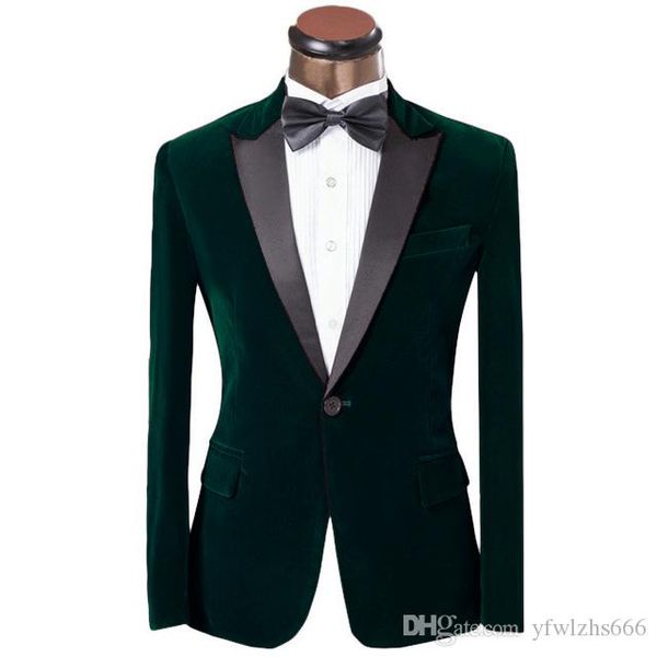 

classic velveteen peak lapel wedding tuxedos slim fit suits for men groomsmen suit two pieces prom formal suits (jacket+pants) 755, Black;gray