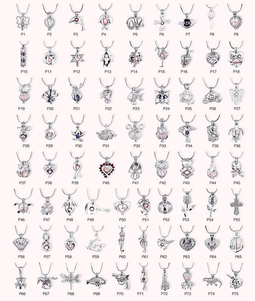 

dhl 251 styles pearl cage pendant opening cages locket charm and 925 sterling silver smooth snake chains fashion diy jewelry mountings