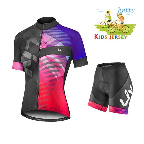 

liv children's cycling jersey wear short sleeves cycling set kids bike clothing ropa ciclismo clothing sports suit, Black;blue