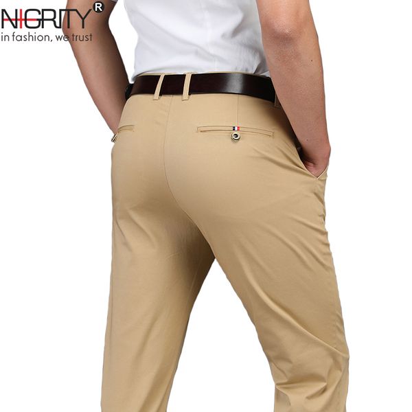 

nigrity brand 2019 new autumn winter new fashion slim straight men business casual pants man trousers plus size 28-38, Black