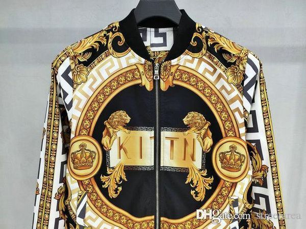 

2020 fashion designer retro gold jacket mens windbreaker fabric stand-up collar fashionable men's casual jacket size m-3xl, Black;brown