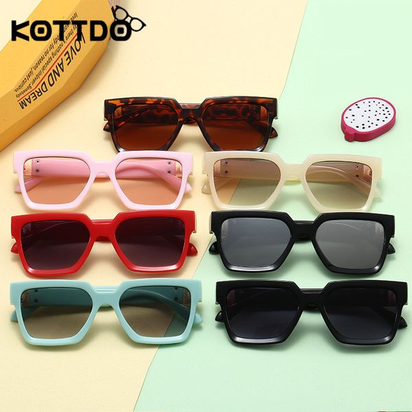 

kottdo classic square kids sunglasses vintage metal boys girls children sun glasses mirror sunglass uv400, White;black