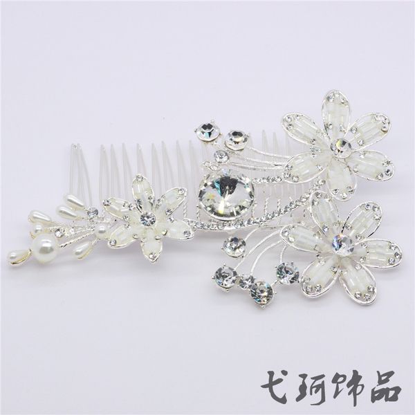 

роскошные цветочные расчески для волос головной убор пром свадебные аксессуары для волос серебряные листья ювелирные изделия, Golden;white