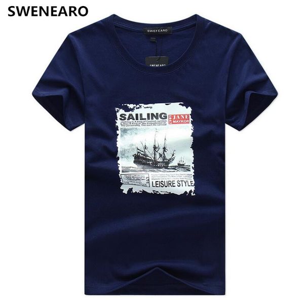 

swenearo men's t-shirts summer short sleeve ship cartoon printing tee shirt homme casual cotton brand tshirt men t shirt men 5xl, White;black