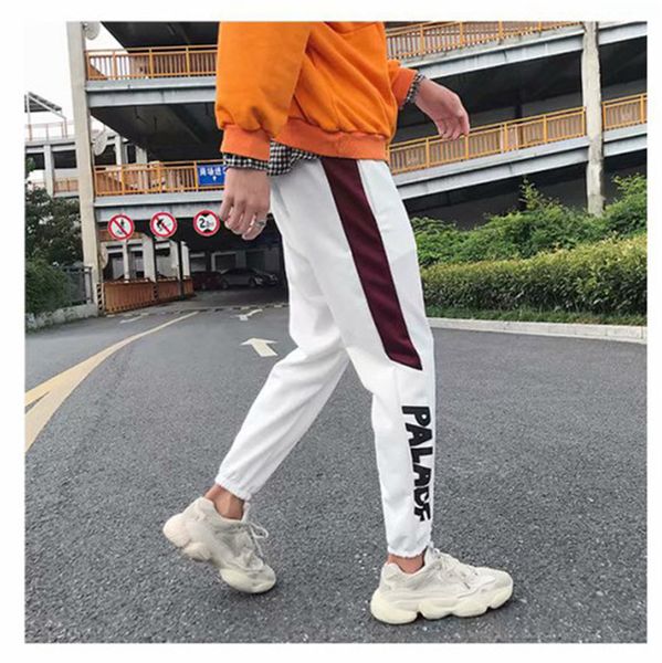 

PALAGF Letter Print Mens Pants Designer Color Panelled Fashion Mens Pencil Pants Sport Drawstring Street Pants