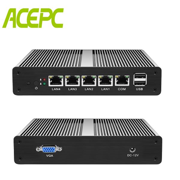 

fanless mini pc pfsense сервер celeron j1900 quad core 4 gigabit lan firewall router для windows 10/8/7 неттоп htpc rj45 vga minipc
