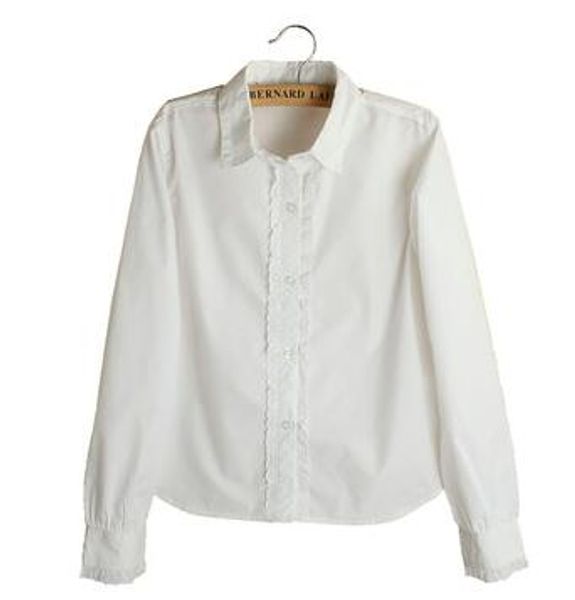 

2019 Новая весна и осень Стиль детская белая футболка с длинными рукавами для студентов, одежда для девочек