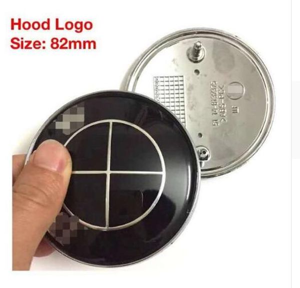 

all black front bonnet hood badge emblem for bmw replacement hood emblem diameter 82mm new design