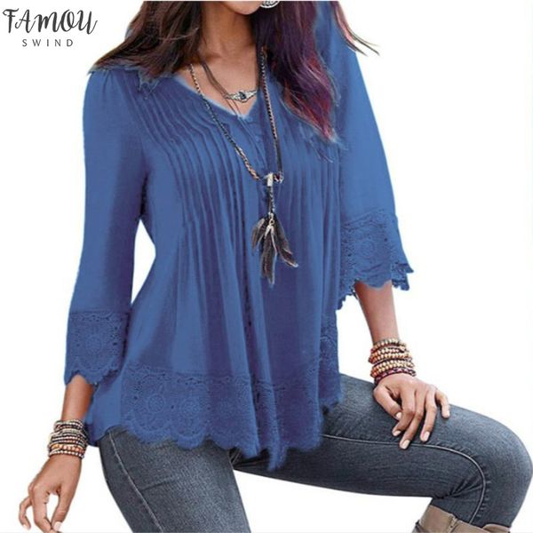 

peplum lace blouse womens ruffle boho femme ladies long office shirt summer female blouses casual womens clothing, White