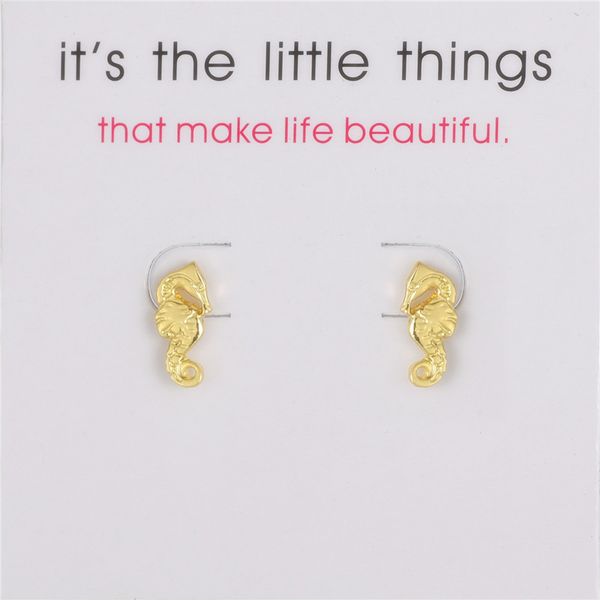 

cute hippocampus earrings alloy exquisite gold silver colors stud earrings women's animal charm card jewelry gifts for girls, Golden;silver