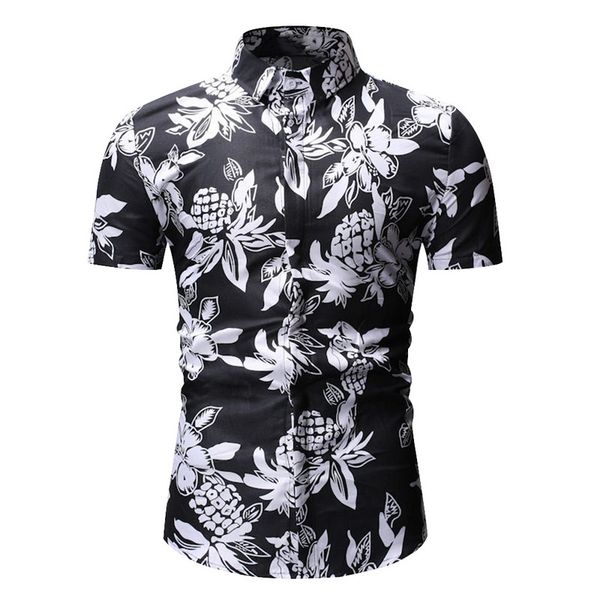 

jodimitty men hawaiian fashion casual short sleeved printed shirt slim fit male business shirt brand men soft clothing, White;black
