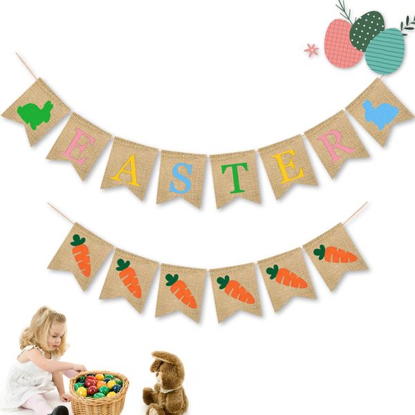 

party decor party burgee easter rabbit flax banner