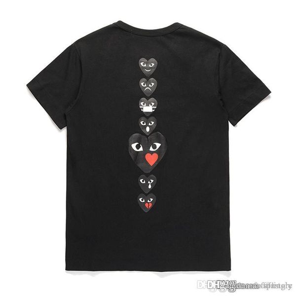 

2018 com men women commes black des play garcons cdg heart striped tee short sleeve t-shirts, White;black