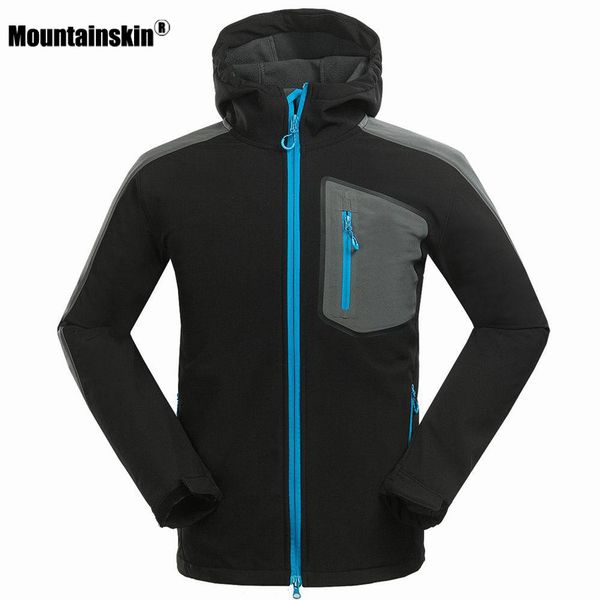 

mountainskin 2018 men's winter softshell fleece jackets outdoor sport thick coats trekking camping skiing male windbreaker va161, Blue;black