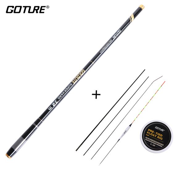 

goture 3.6-7.2m telescopic fishing rod 2:8 super hard light weight strong stream hand fishing pole float carp fishing rig set