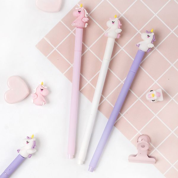 

colorful unicorn cartoon black 0.5mm gel pen signature pen escolar papelaria school office supply promotional gift