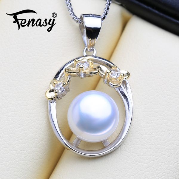 

fenasy natural freshwater pearl pendant necklace for women 925 sterling silver cute flower pendant fashion brand fine jewelry