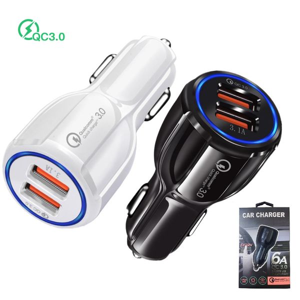 

18W USB car charger dual port QC3.0 fast charge Adapter universal 12V 3.1A mobile Cell Phone charger for iPhone Samsung LG