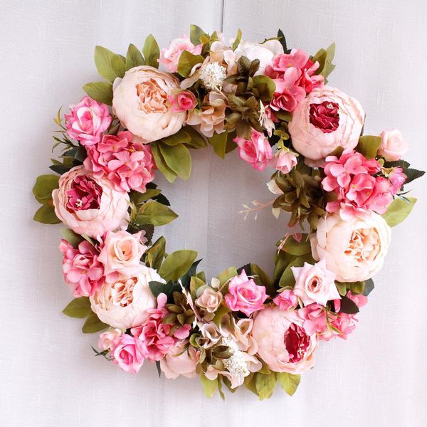 

simulation peony wreaths floral hoop artificial peony flower garland wedding bridal decoration household wall hanging flowers