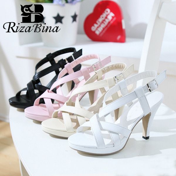 

rizabina размер 32-43 женские босоножки на высоком каблуке модные гладиаторские туфли женские сексуальные вечерние свадебные туфли на платфо, Black