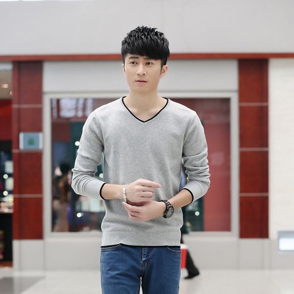 

new brand wool thin solid sweater men 2019 autumn fashion long sleeve knitted pullover men cashmere sweater clothes, White;black