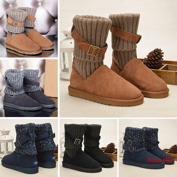 

discount fashion wgg 1003175 sweater women s australia classic half knee boots ankle boots black grey chestnut tie women girl snow boots