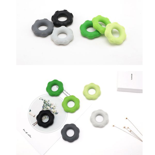 

silica gel portable muscle power training silicone grip ring exerciser strength finger hands grip fitness equipement dark green