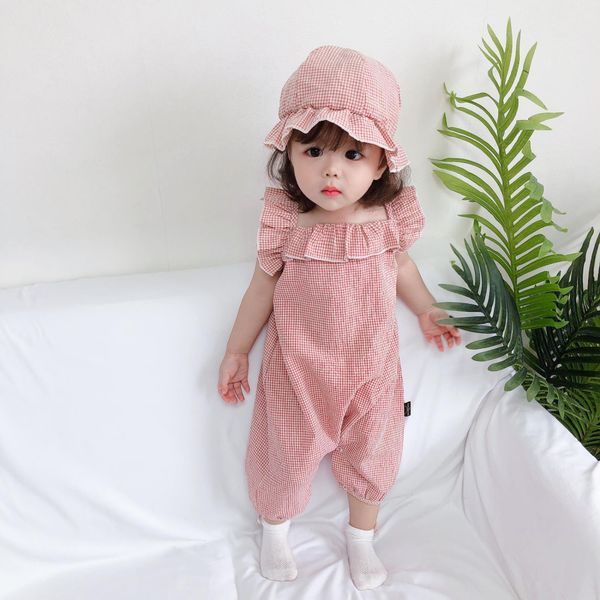 

new cute комбинезон rompers сборки лето хлопок принцессы малышей одежда пляж плед женский пляжный костюм прекрасный младенец новорожденный э, Blue