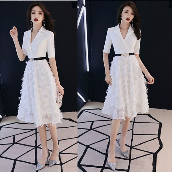 

casual dresses 2021 dress female simple and easy temperament noble conference socialite party show thin, Black;gray