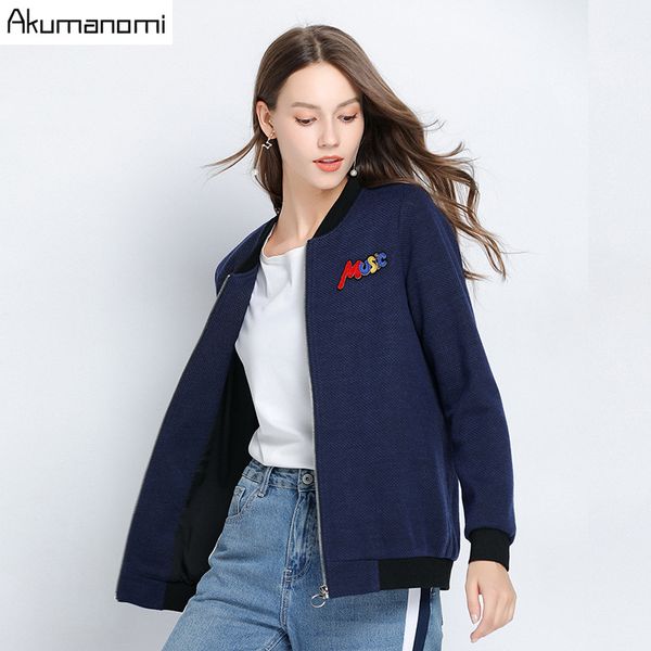 

print bomber jacket women appliques zipper up retro coat spring autumn long sleeve basic plus size short biker jackets female, Black;brown