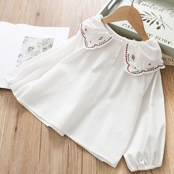 

girls spring clothing shirt 2020 new style korean-style children lace collar candy-colored long-sleeved upper garment baby weste, White