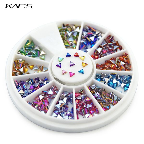

kads 1.5*3mm ab color triangle 600pcs 12style colorful nail art tips crystal rhinestone fashion nail art diy decoration, Silver;gold