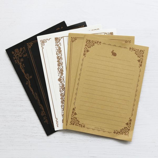 

24 шт. ретро letter paper kraft белый черный письмо pad pad примечание бумажные карты поздравление с днем рождения 8 шаблоны смешать украшен