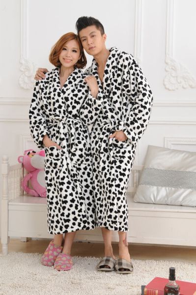 

вскользь mens халаты фланель robe v шеи длинного рукав пара мужчины женщина robe плюшевая шаль кимоно теплый мужской халат coat, Black;brown