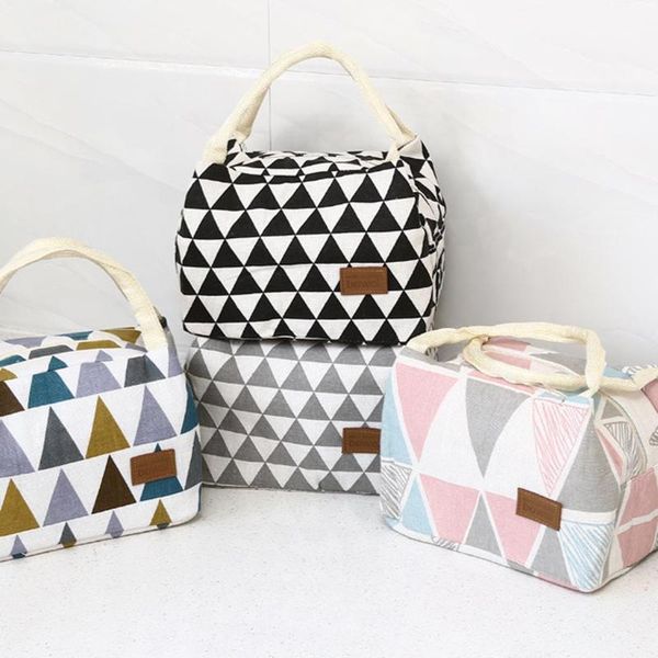 

2019 waterproof geometric lunch bag for women kids men simple fashion insulation waterproof portable insulation bag lunch bag#y3, Blue;pink