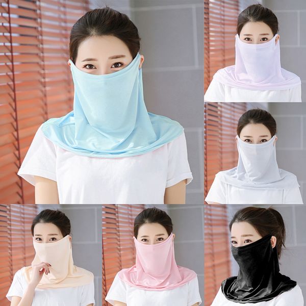 

c9fef sun mask mouth mask lightweight face sell scarf 2020 protection outdoor riding masks protective silk scarf handkerchief, Black