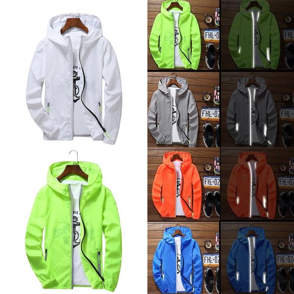 

men women waterproof windbreaker zipper jacket hoodie light sports outwear coat ty53, Tan;black
