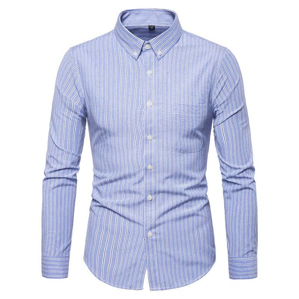 

autumn new design cotton mens casual long sleeved shirt classic striped slim fit male social shirts 4xl 5xl blouse men, White;black